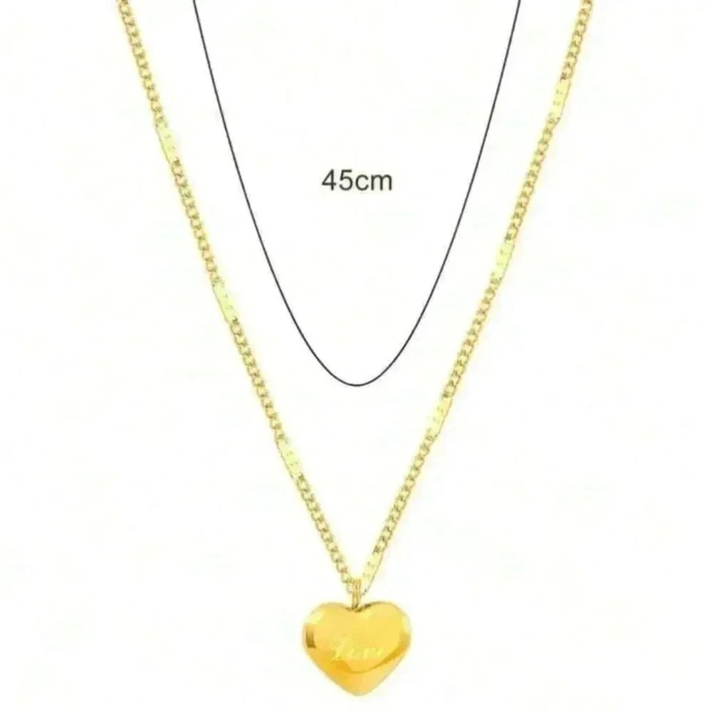 💫Heart Charm Necklace Yellow Gold - Picture 4 of 5
